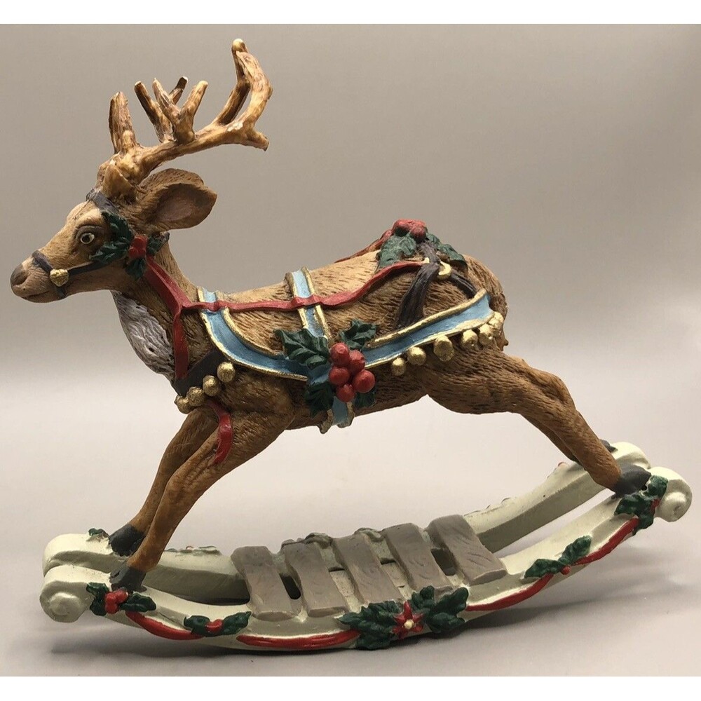 Vintage Enesco Rocking Deer Figurine 8" L X 7"H  X  2" W